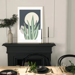 Three-piece botanical canvas wall art set with abstract green leaf designs