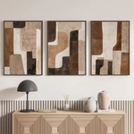 Piece Neutral Abstract Wall Art Set, Brown & Beige Boho Decor