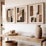 Piece Neutral Abstract Wall Art Set, Brown & Beige Boho Decor