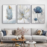 Modern Nordic flower canvas print designed to complement cozy home interiors