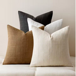 Neutral linen plaid throw pillow cover for farmhouse home decor